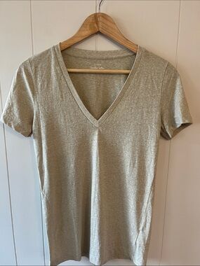 J. Crew Women's V-Neck Short Sleeve Tee in Oatmeal